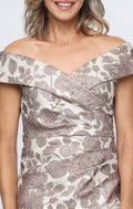 Printed Jacquard Portrait-Collar Sheath Dress