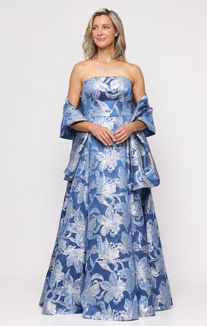 Printed Jacquard Ball Gown
