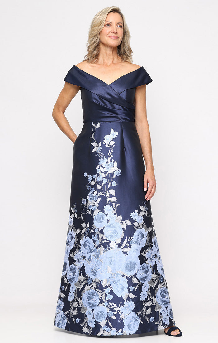 Suzanne Jacquard Off-The-Shoulder Ball Gown