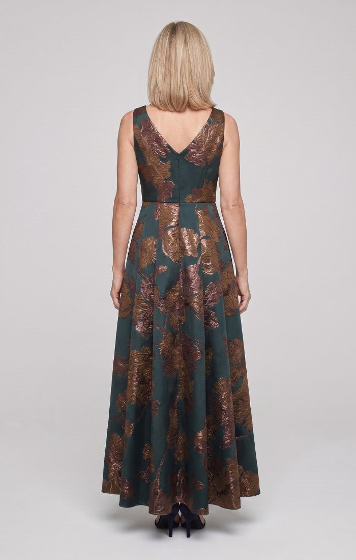 Margot Jacquard Crew-Neck A-Line Gown