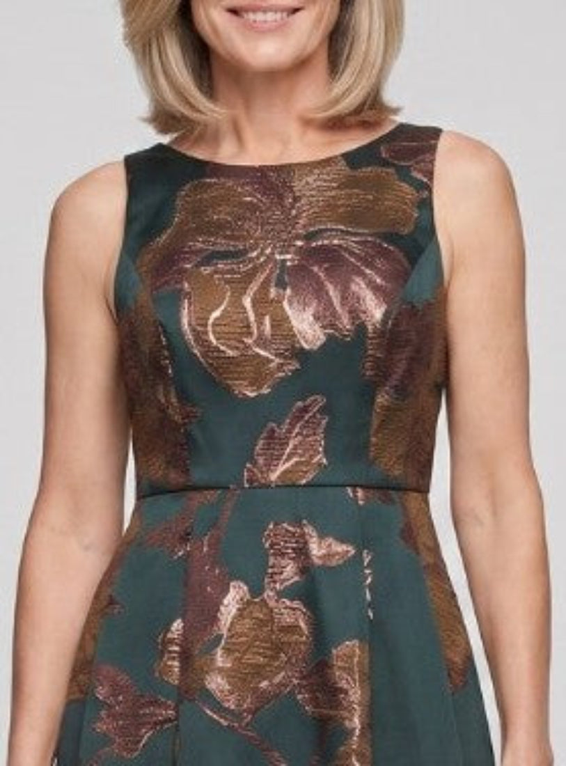 Margot Jacquard Crew-Neck A-Line Gown