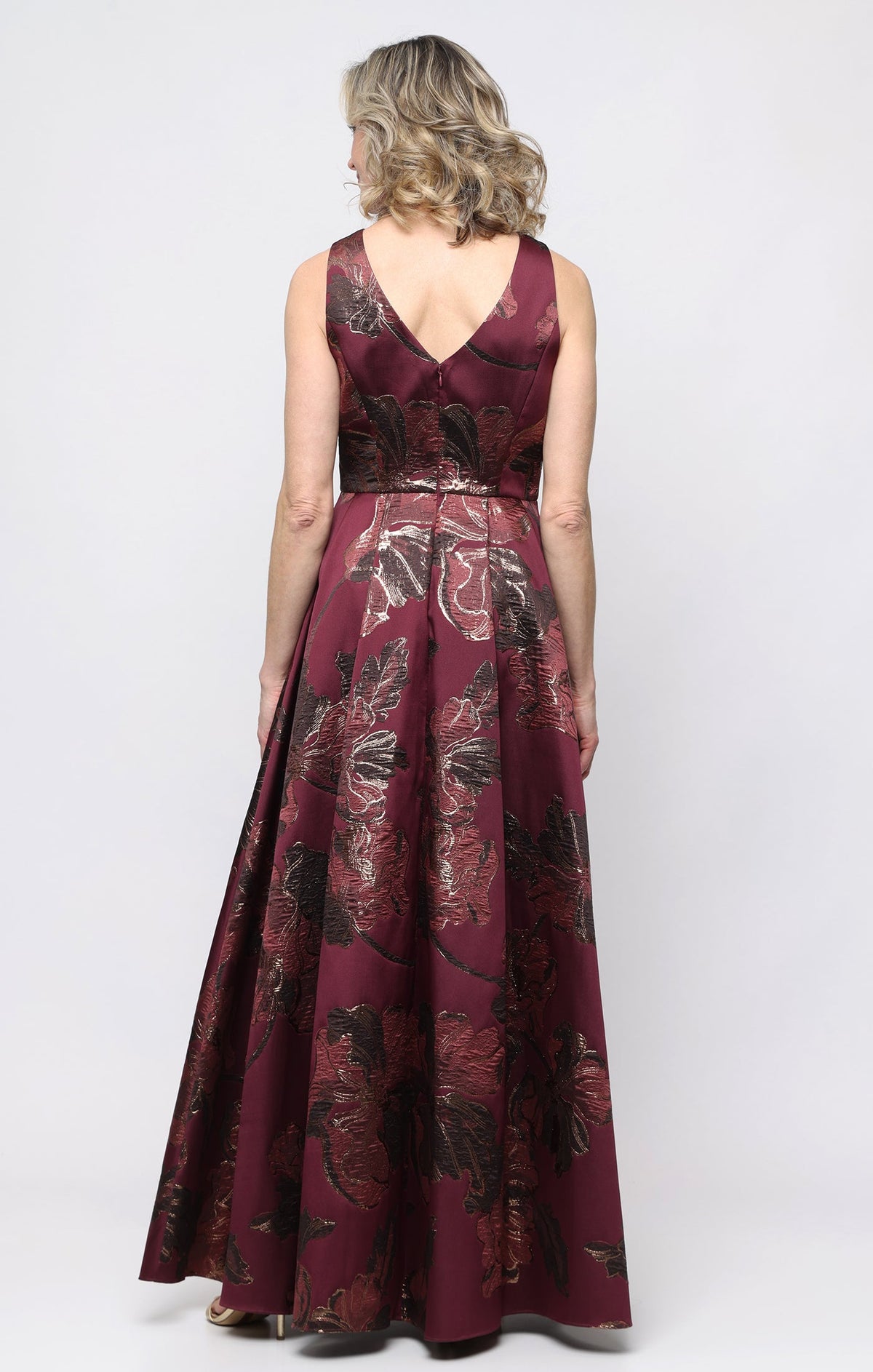 Margot Jacquard Crew-Neck A-Line Gown