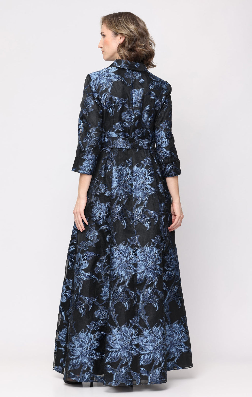 Gwen Jacquard Surplice-Neckline Gown