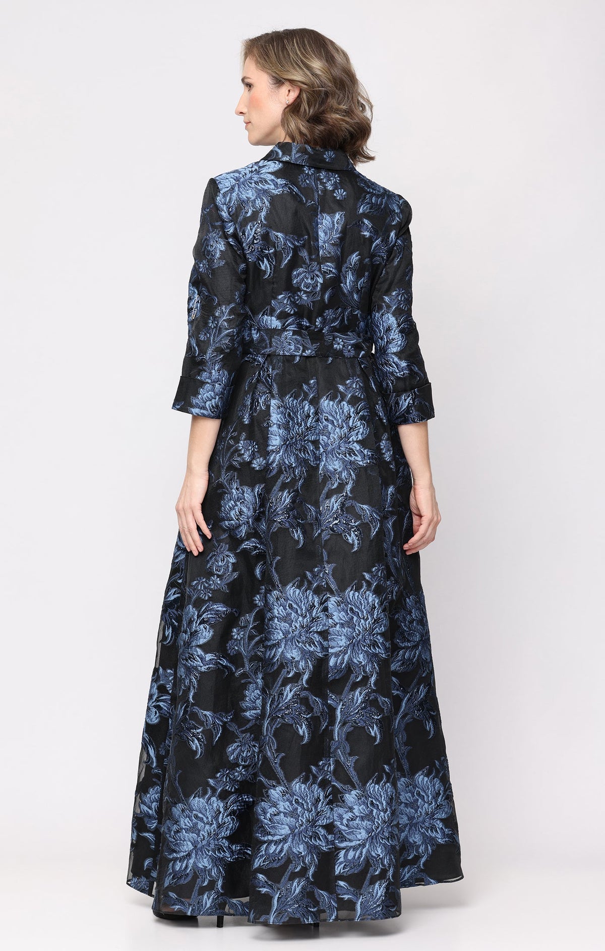 Gwen Jacquard Surplice-Neckline Gown