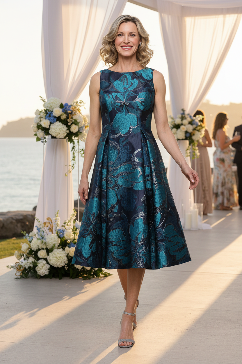 Jacquard Crew-Neck Dress