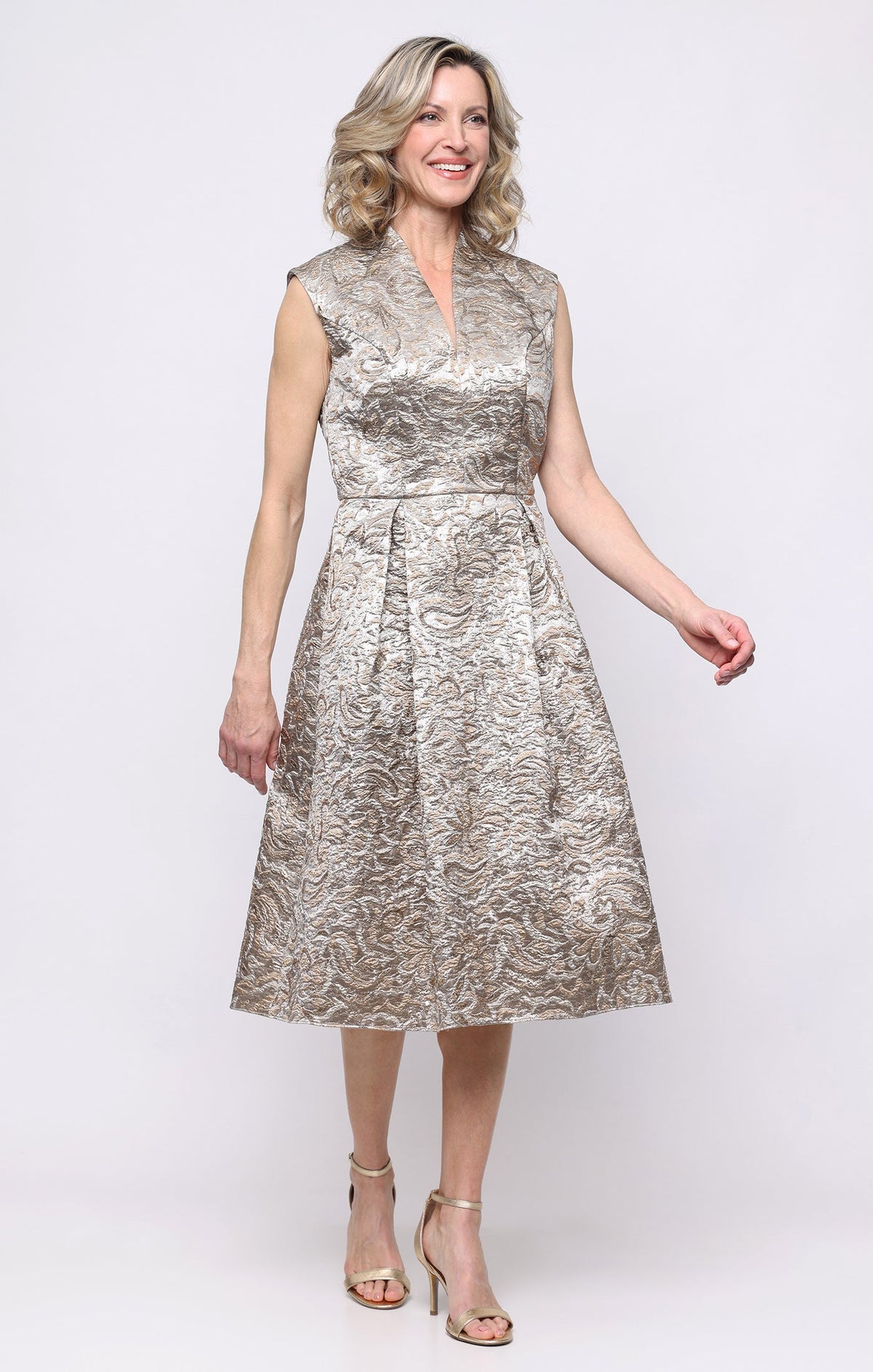 Valerie Jacquard V-Neck A-Line Dress