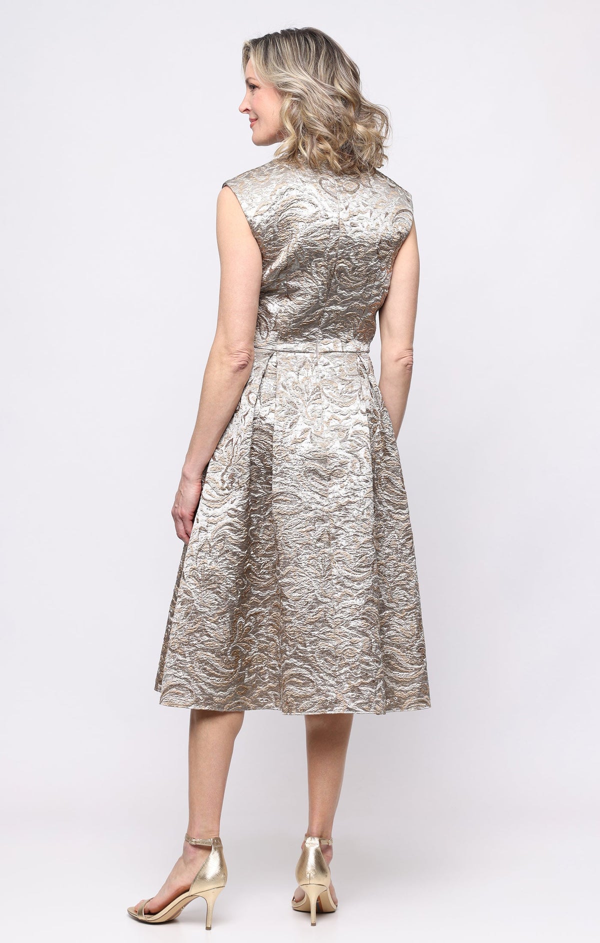 Valerie Jacquard V-Neck A-Line Dress