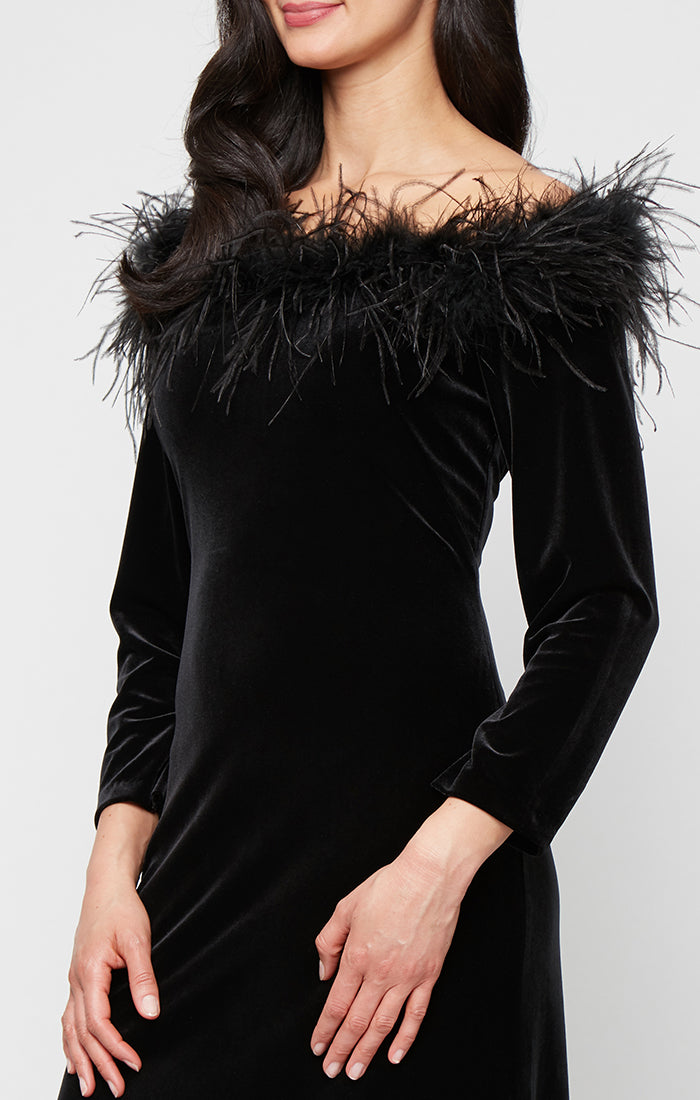 Stretch Velvet Off-The-Shoulder Gown