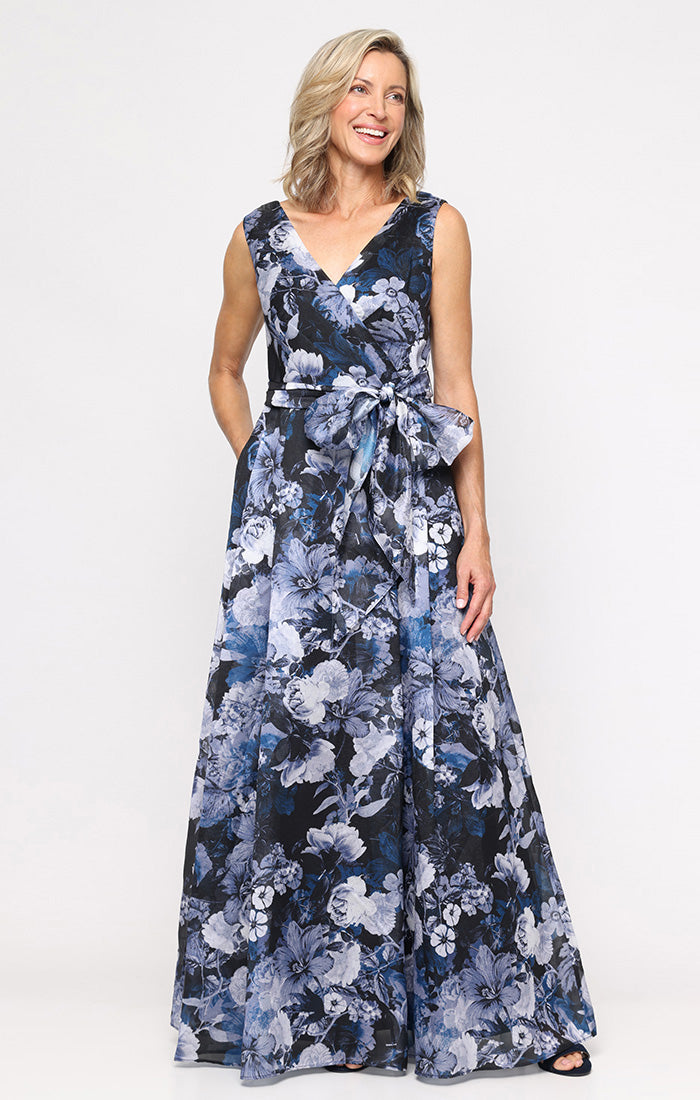 Organza Surplice-Neckline A-Line Gown