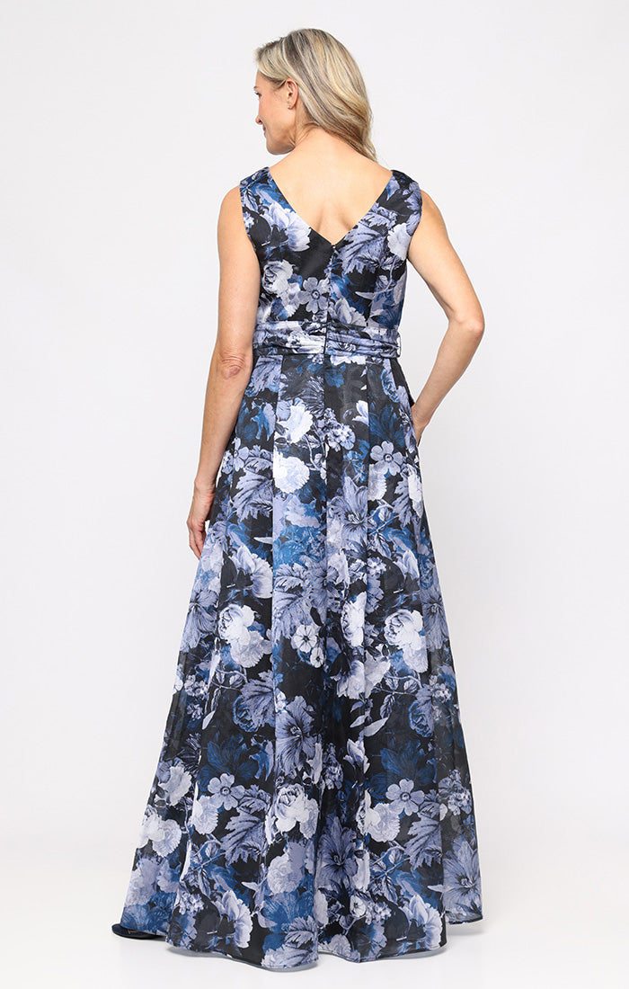 Organza Surplice-Neckline A-Line Gown