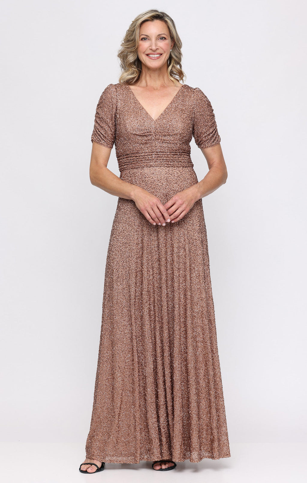 Plus Sequin Surplice-Neckline A-Line Gown