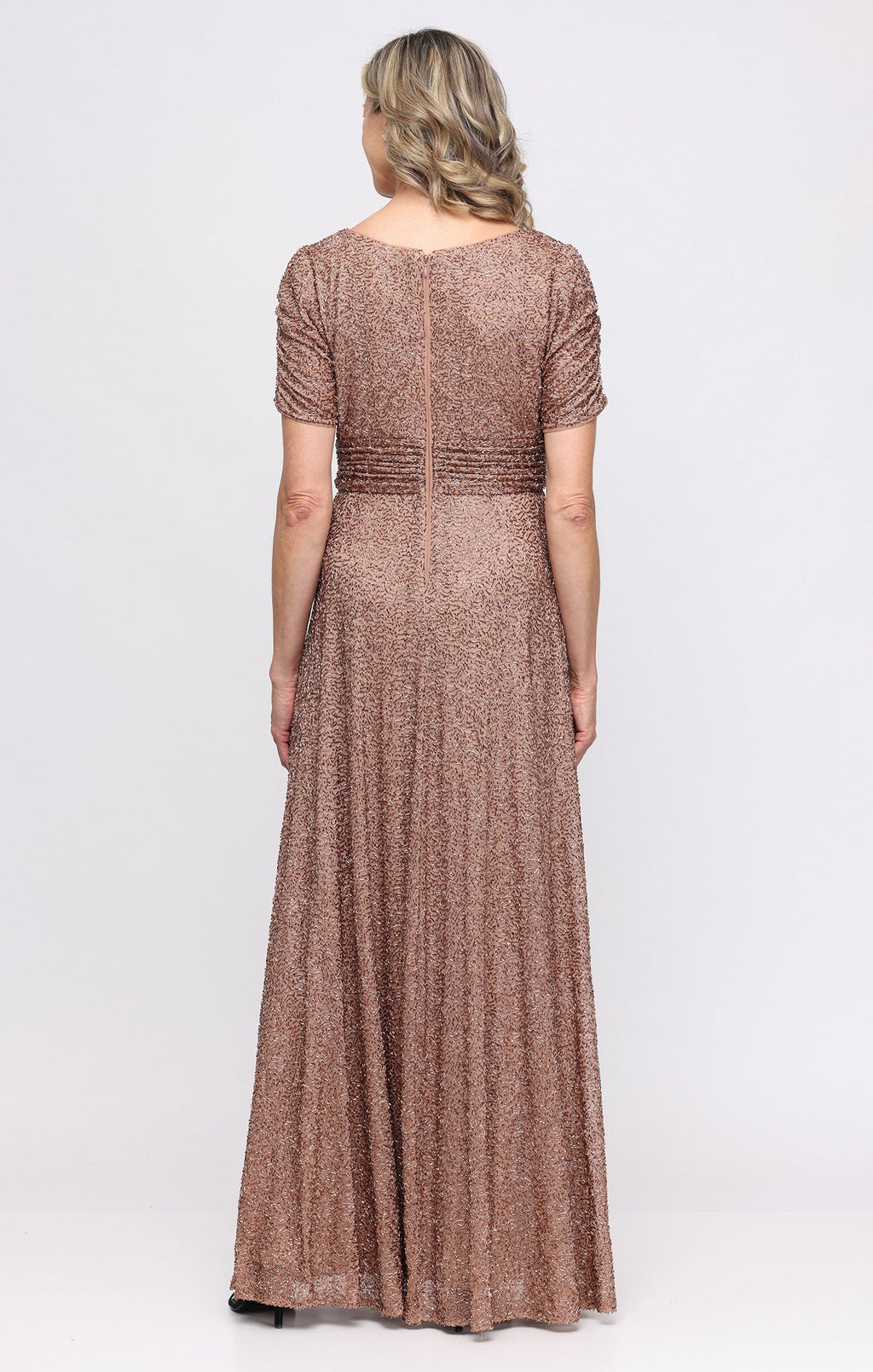 Plus Sequin Surplice-Neckline A-Line Gown