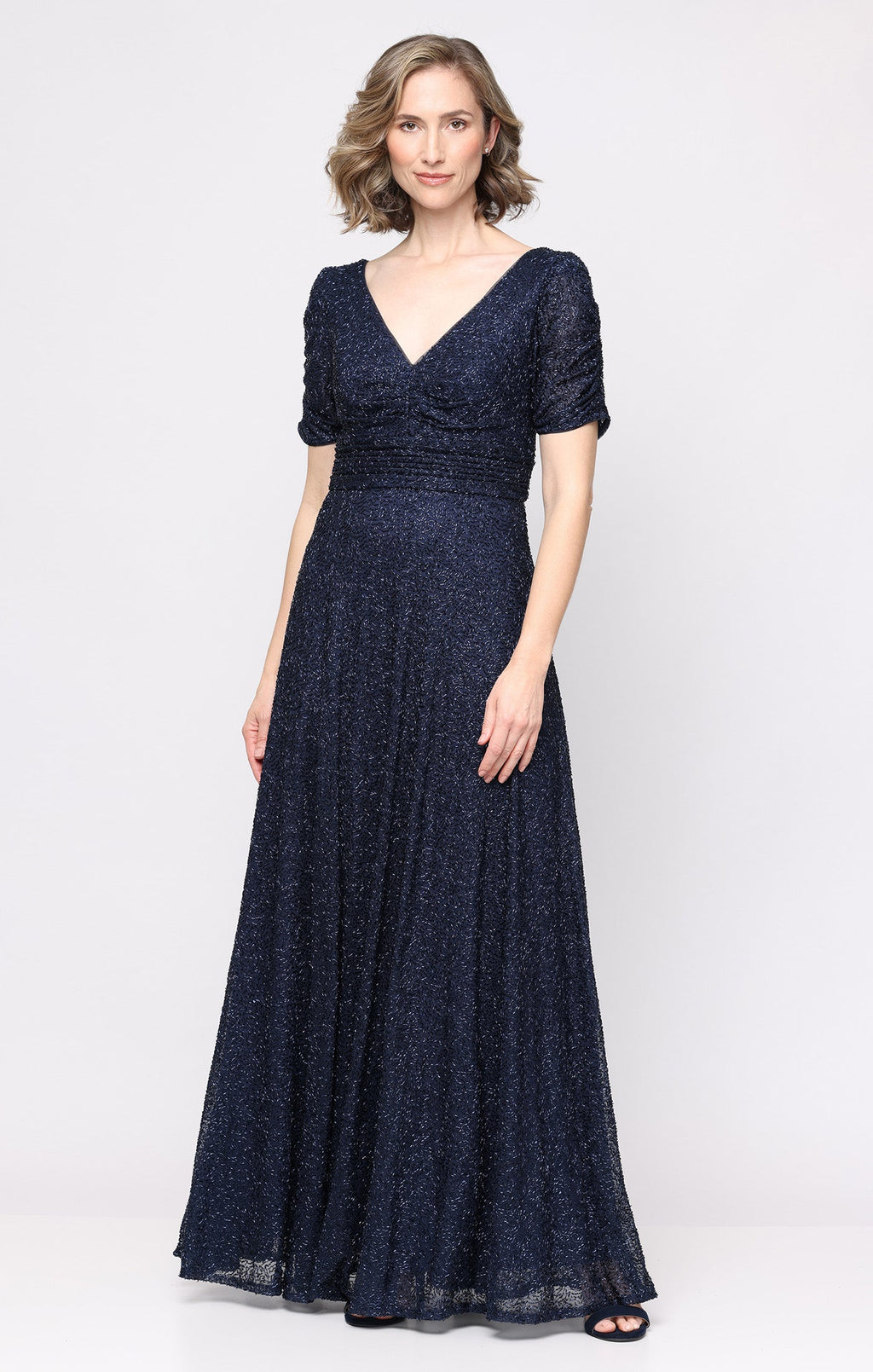 Plus Sequin Surplice-Neckline A-Line Gown
