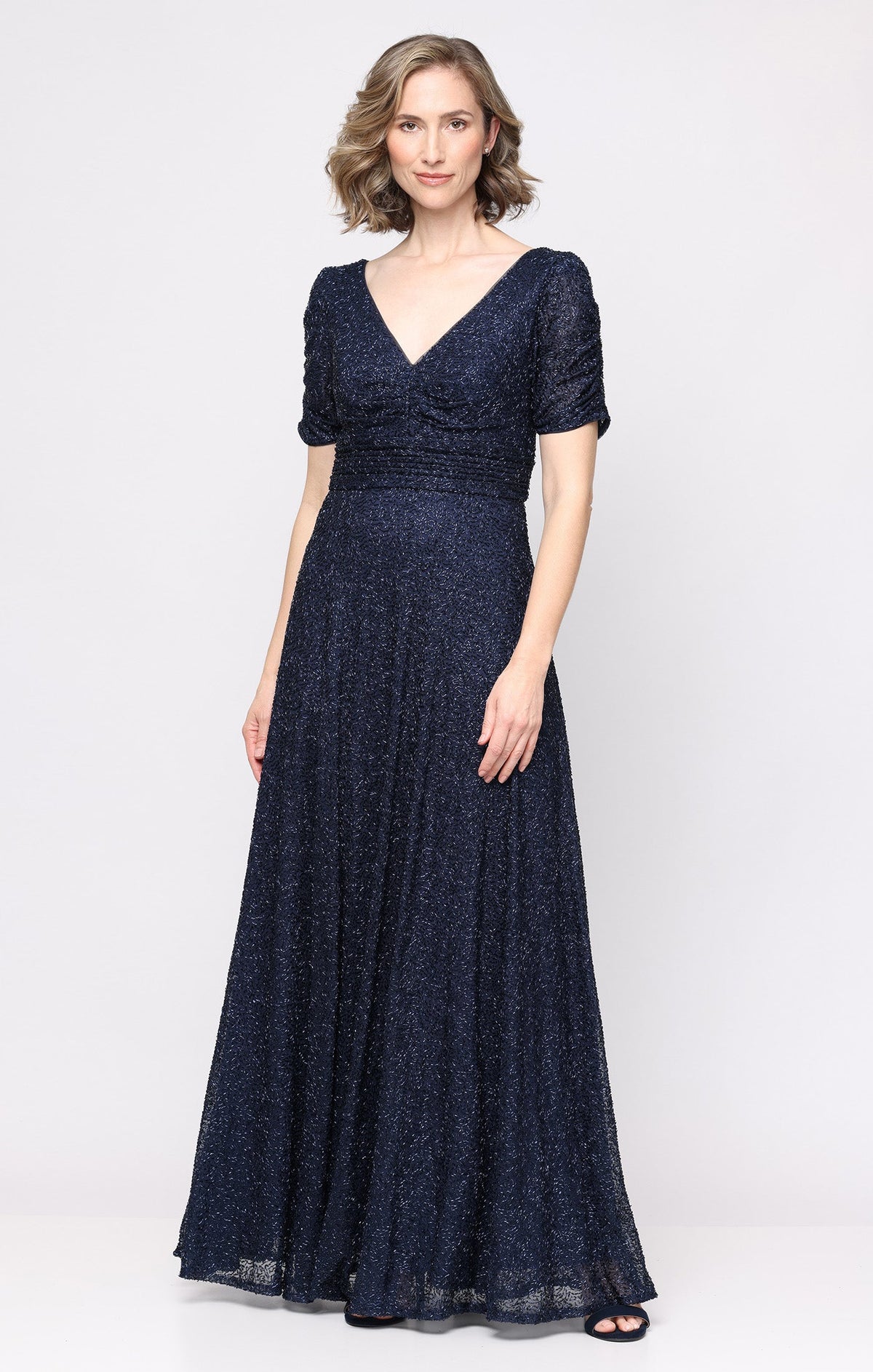Plus Sequin Surplice-Neckline A-Line Gown