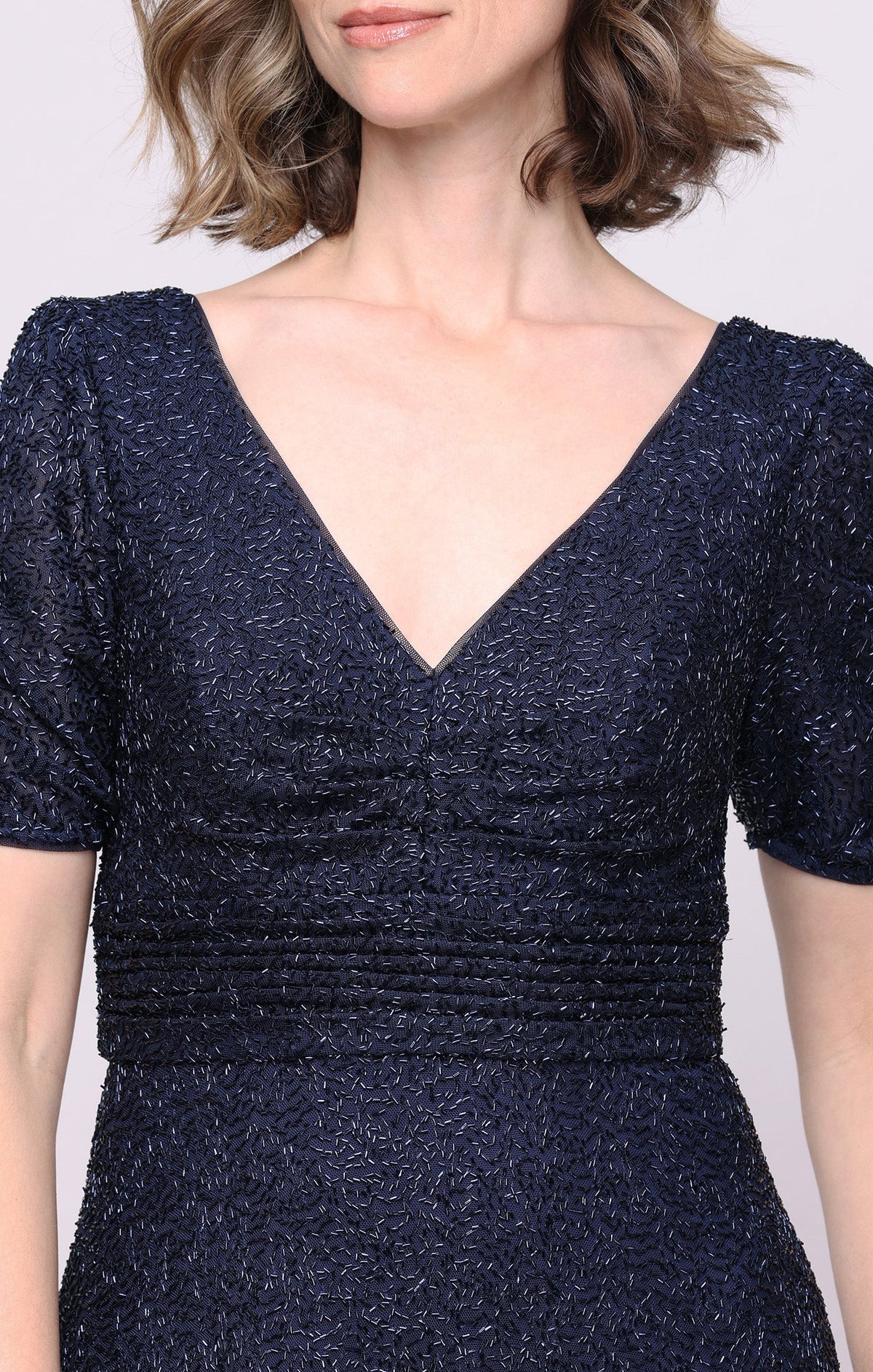 Plus Sequin Surplice-Neckline A-Line Gown