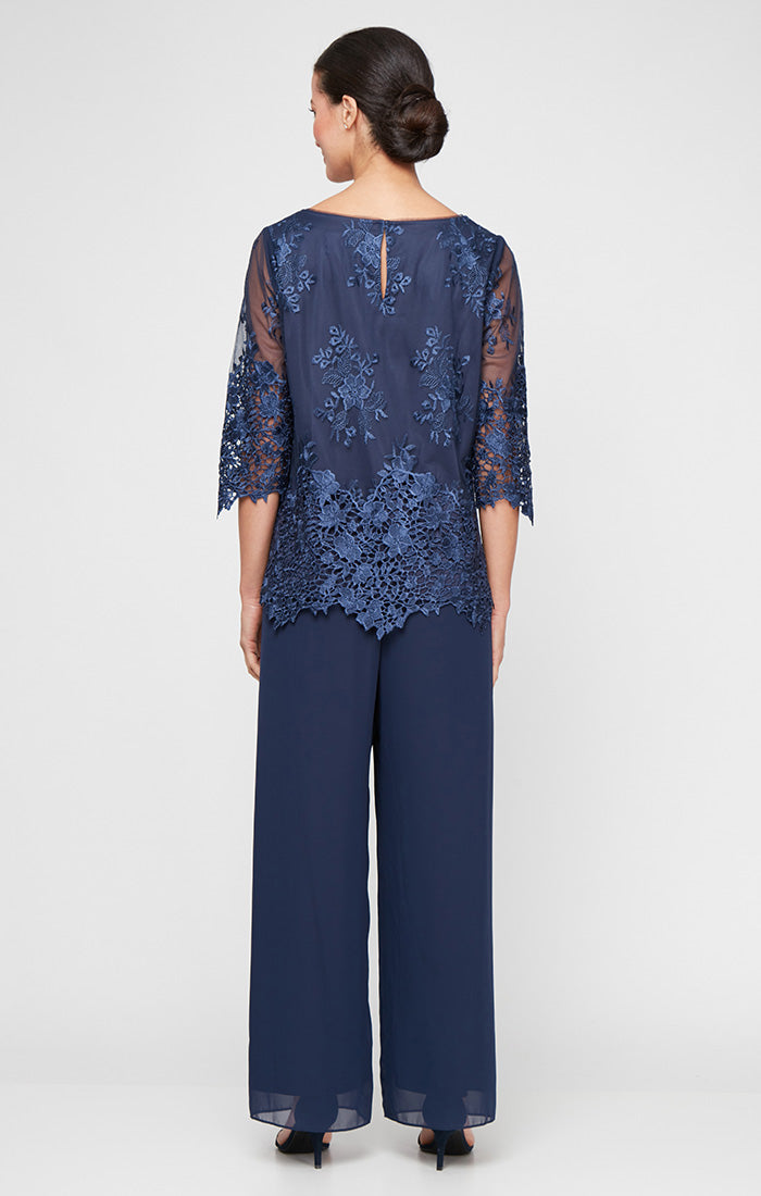 Chiffon Straight-Leg Pant