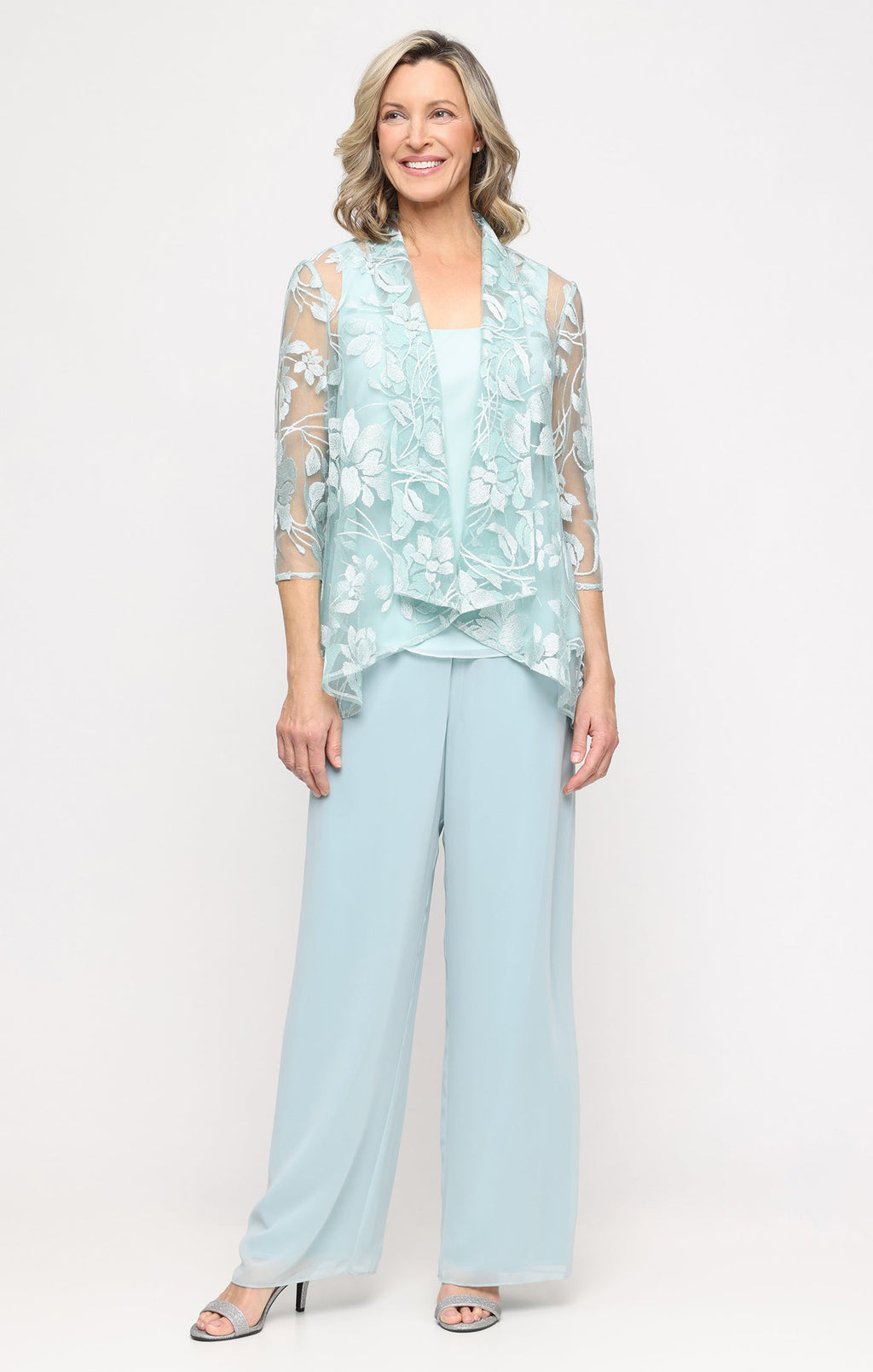 Chiffon Straight-Leg Pant