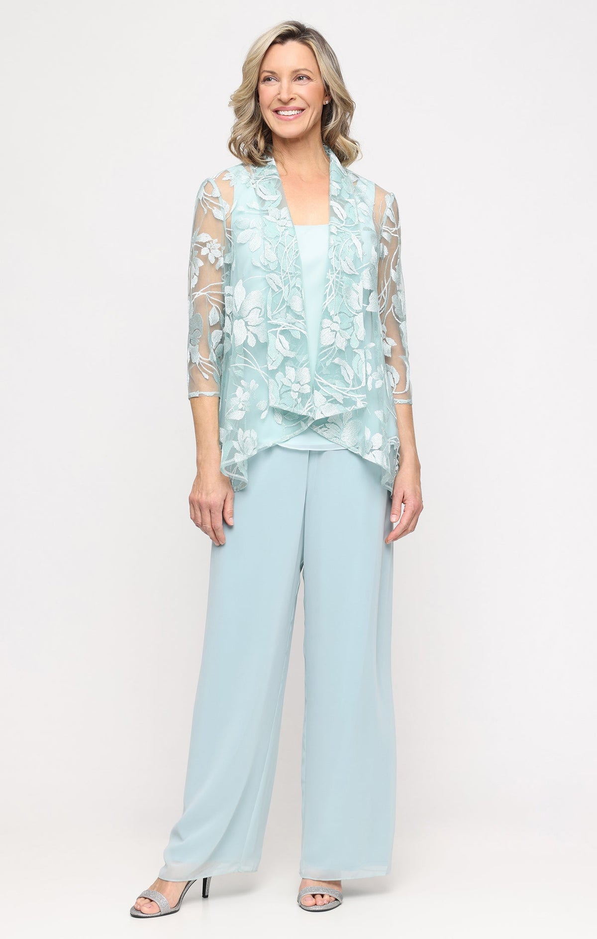 Chiffon Straight-Leg Pant