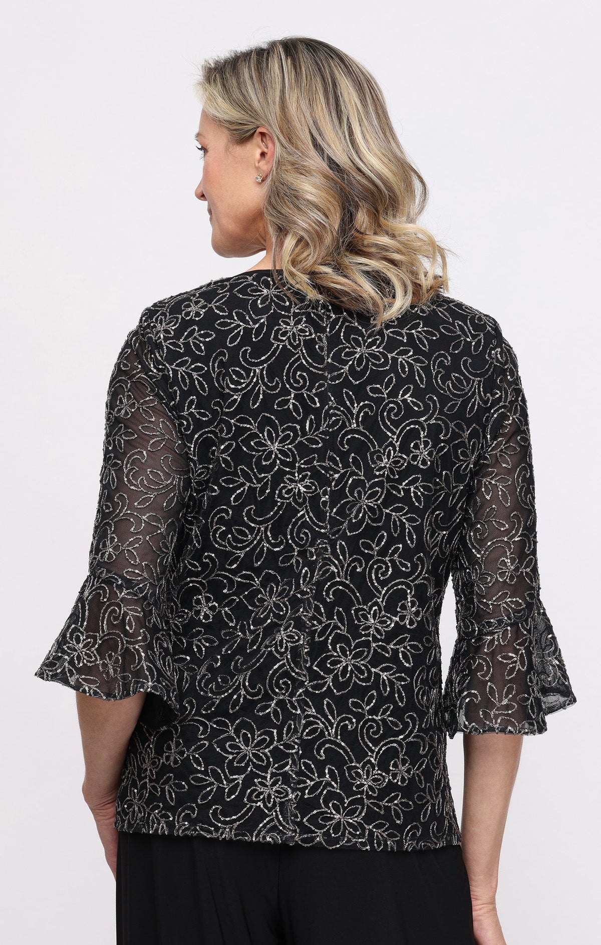 3/4 Sleeve Embroidered Mock Twinset