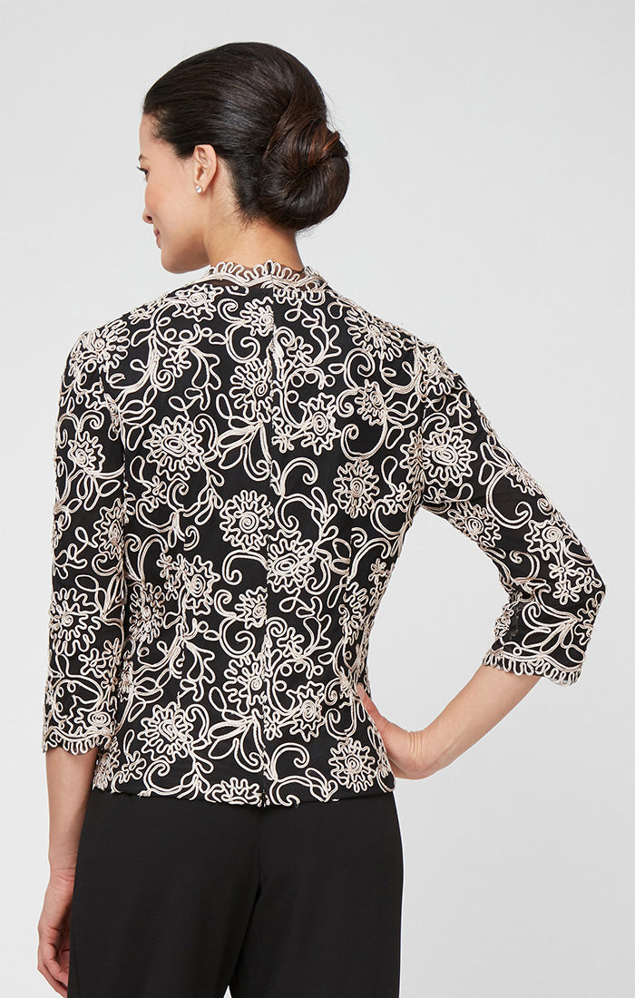 Embroidered Tulle Scallop Blouse