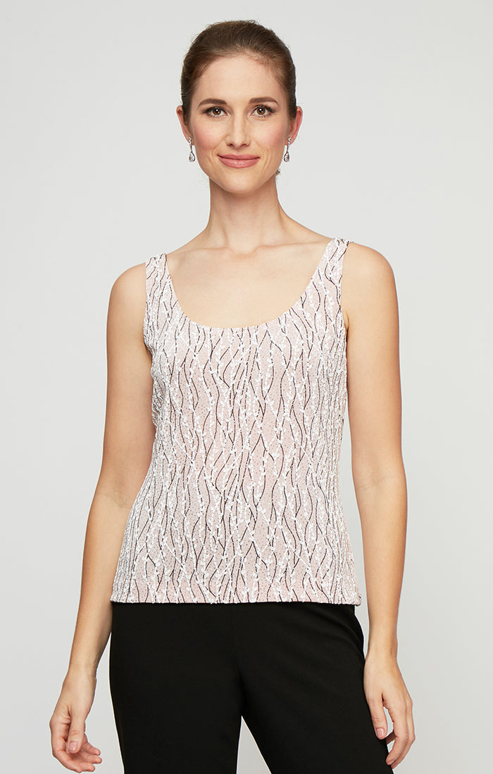Glitter Knit Mandarin-Collar Twinset