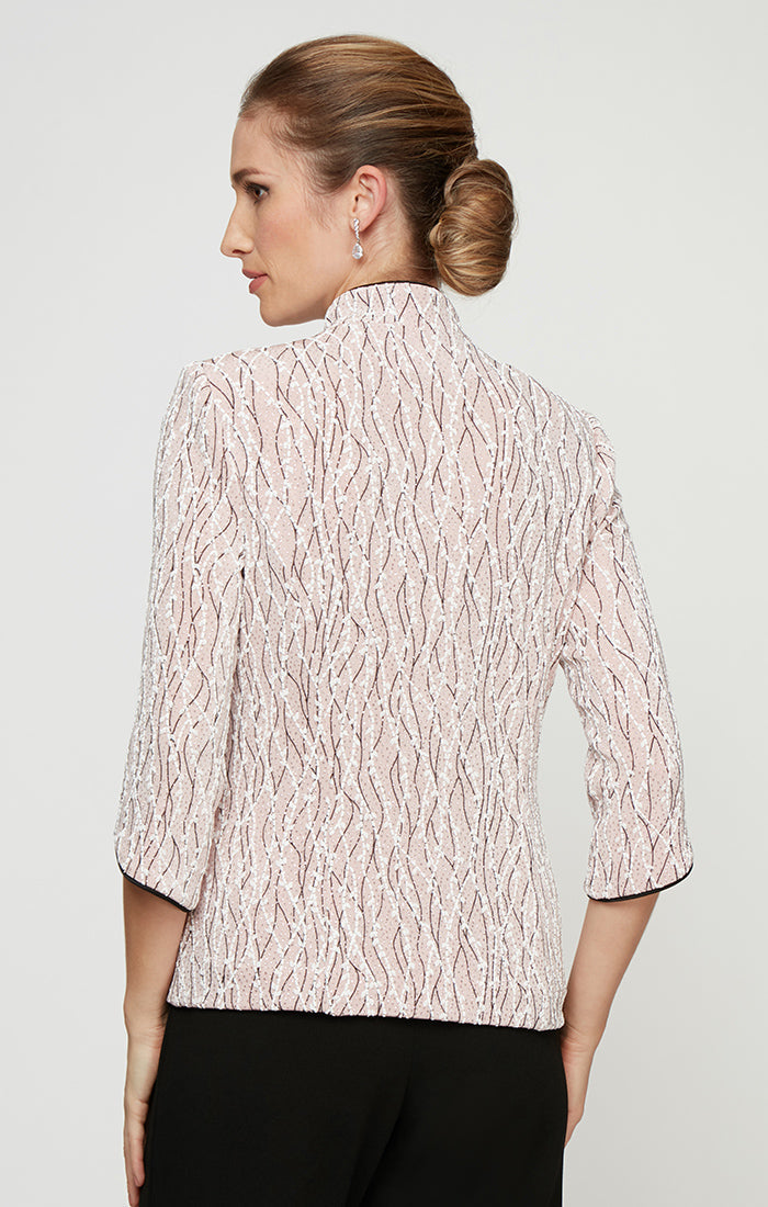 Glitter Knit Mandarin-Collar Twinset