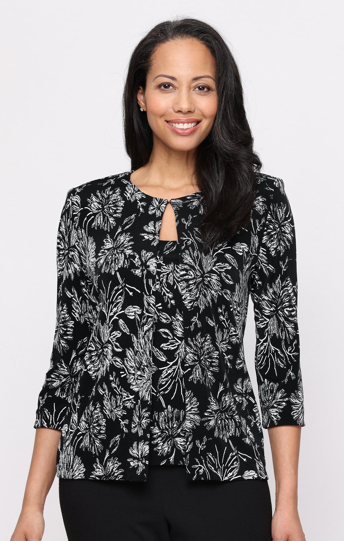Glitter Knit & Printed Scoop-Neck Twinset