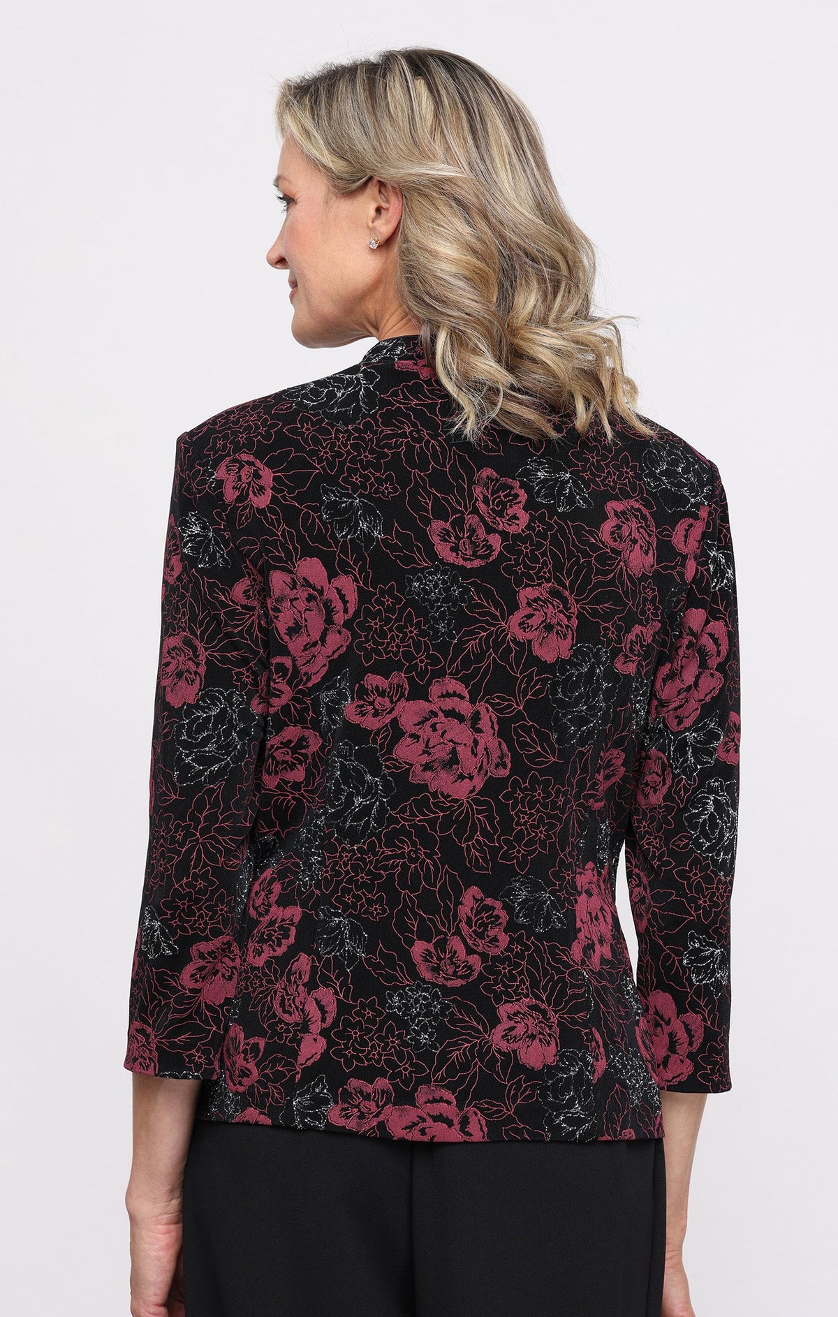 3/4 Sleeve Printed Glitter Knit Twinset