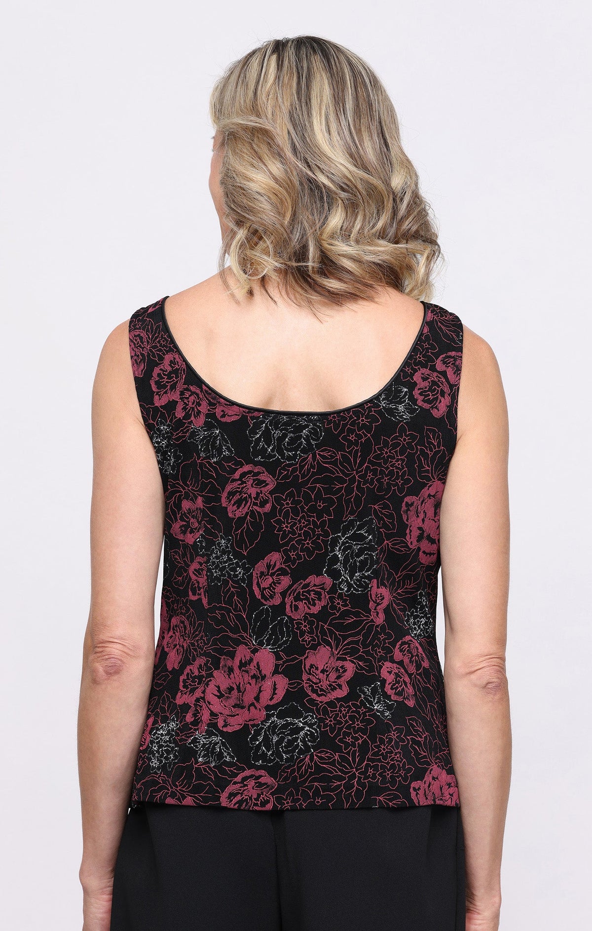 3/4 Sleeve Printed Glitter Knit Twinset