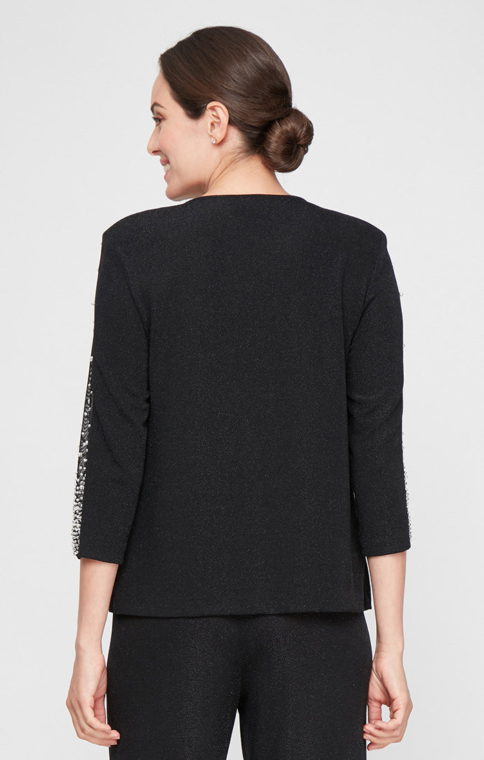 Metallic Knit Twinset With A Hook Neck Closure