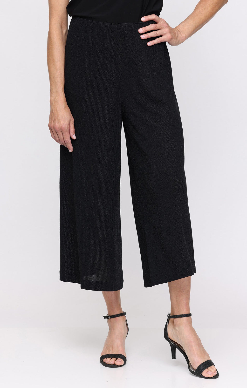 Metallic Knit Wide-Leg Pant