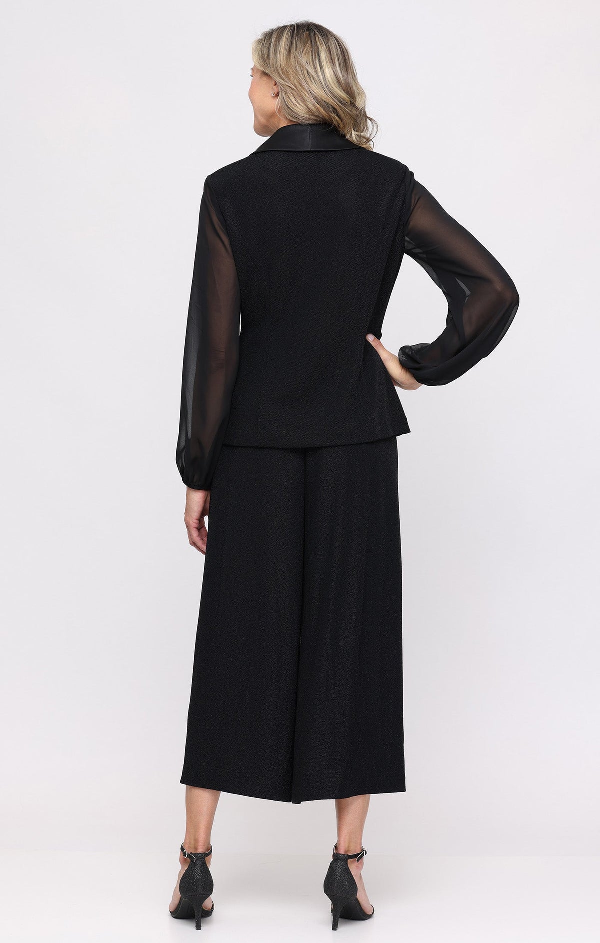 Metallic Knit Wide-Leg Pant