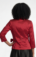 Stretch Taffeta Surplice-Neckline Blouse