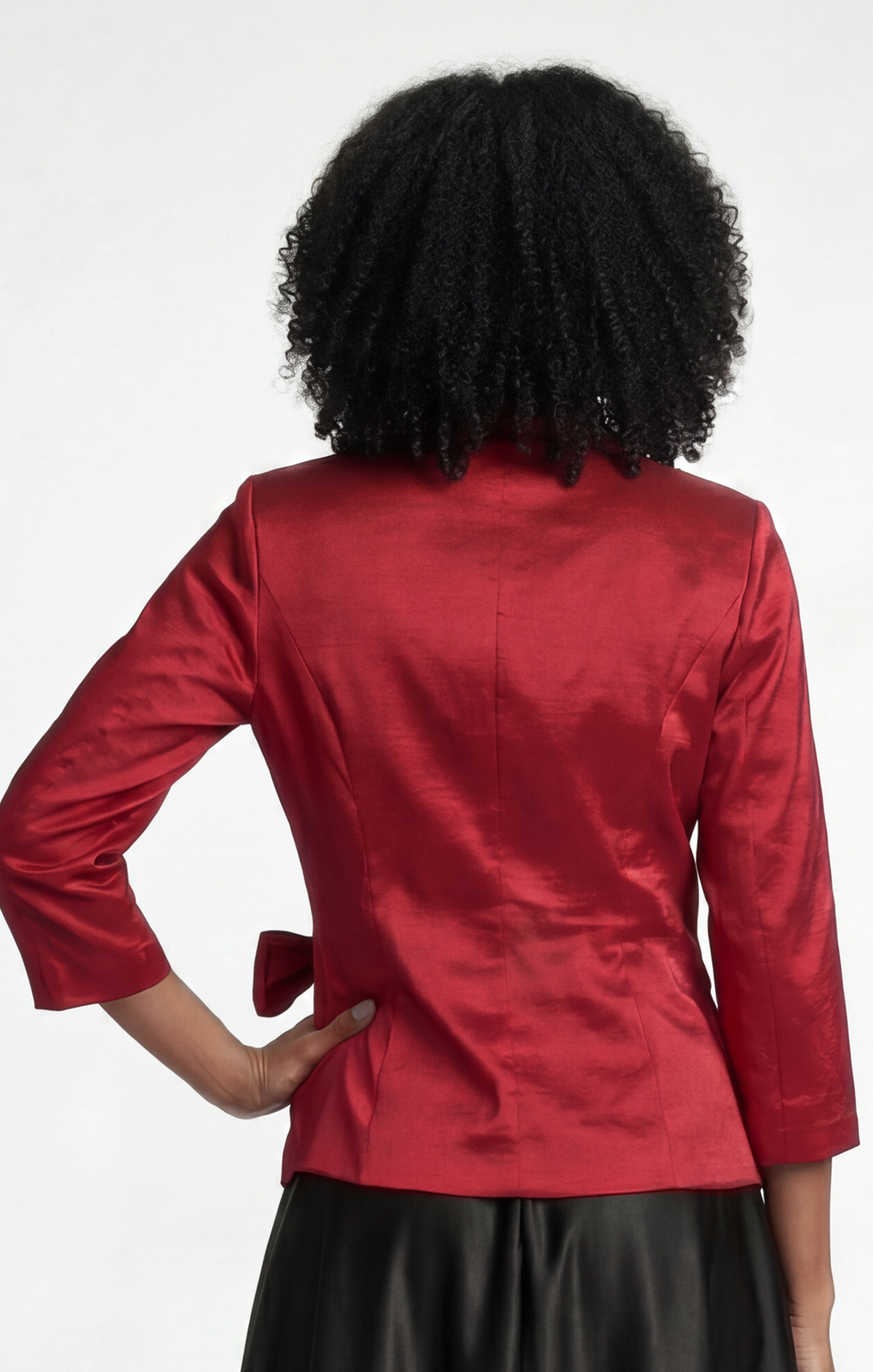 Stretch Taffeta Surplice-Neckline Blouse
