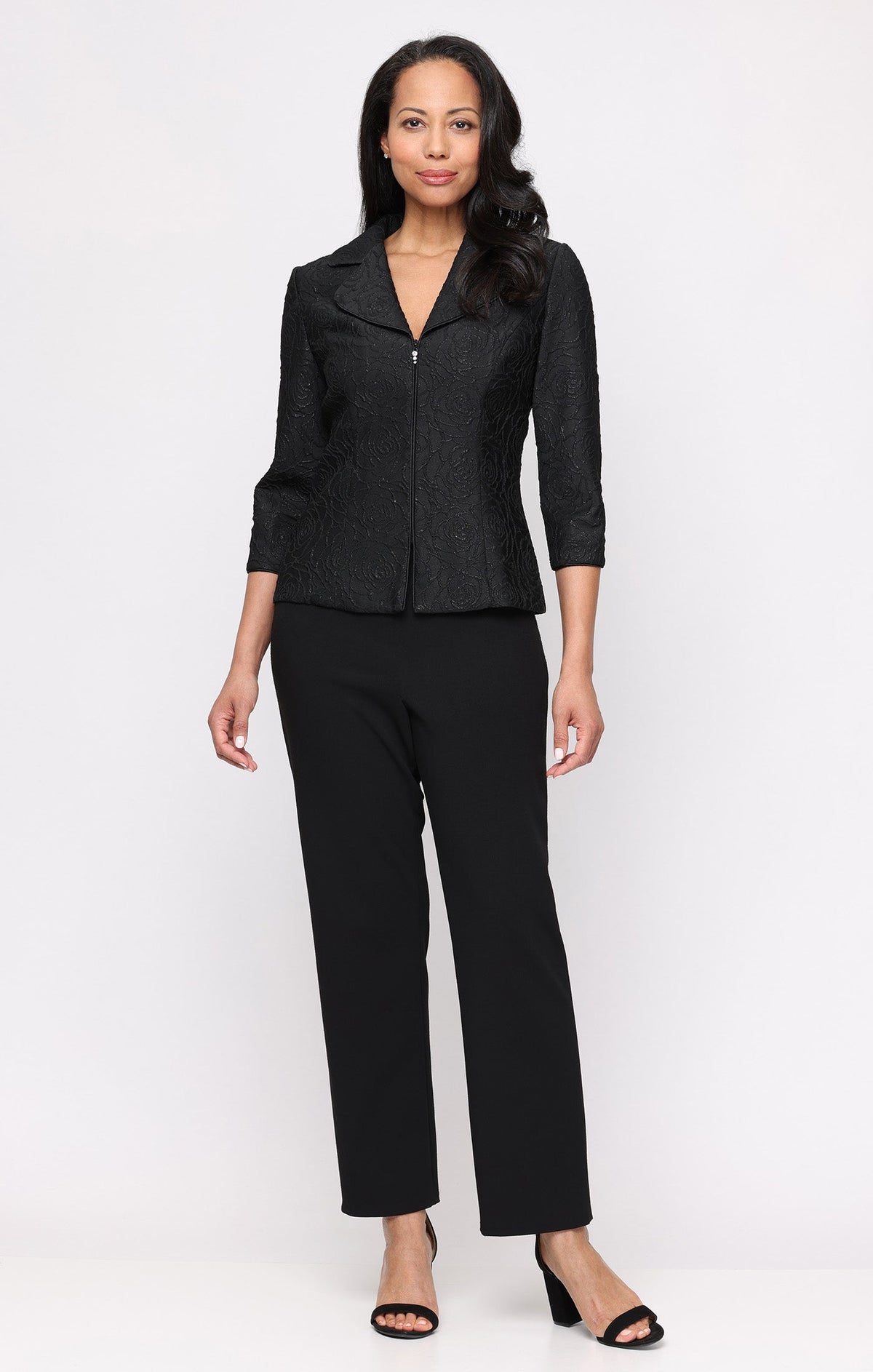 Jacquard Surplice-Neckline Jacket