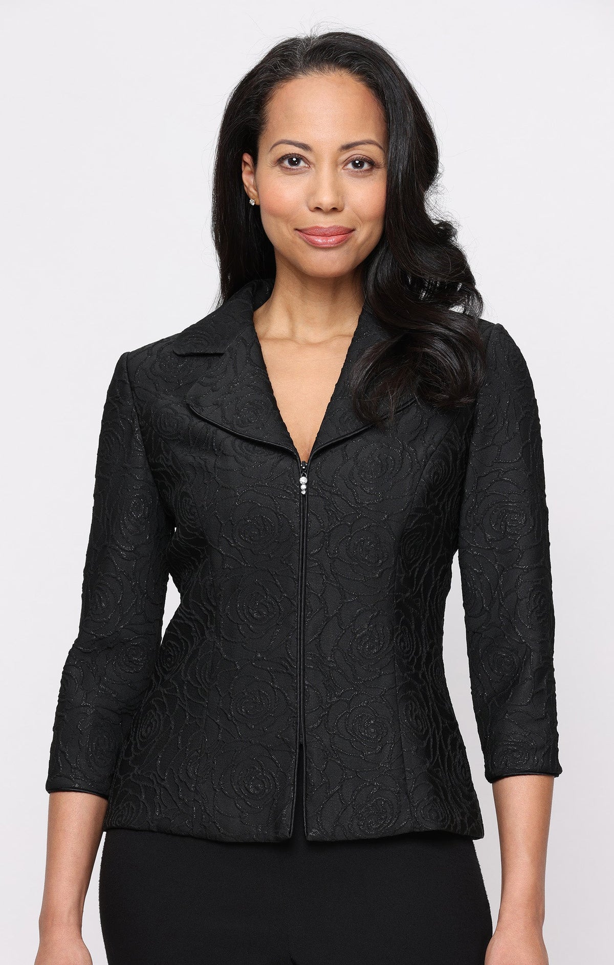 Jacquard Surplice-Neckline Jacket