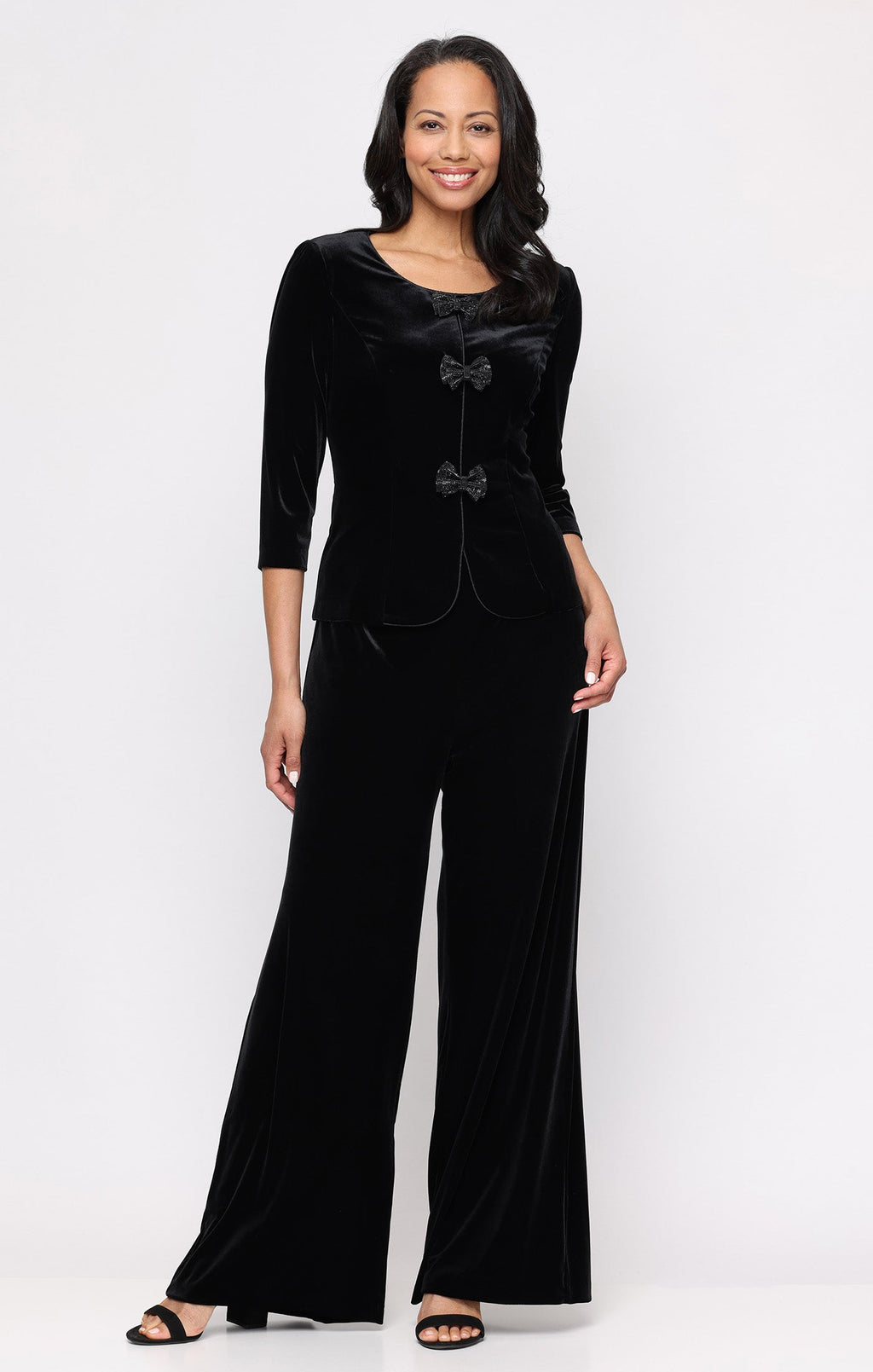 Stretch Velvet Wide-Leg Pant