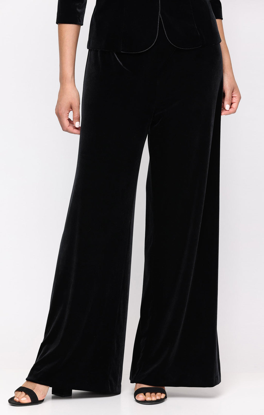 Stretch Velvet Wide-Leg Pant