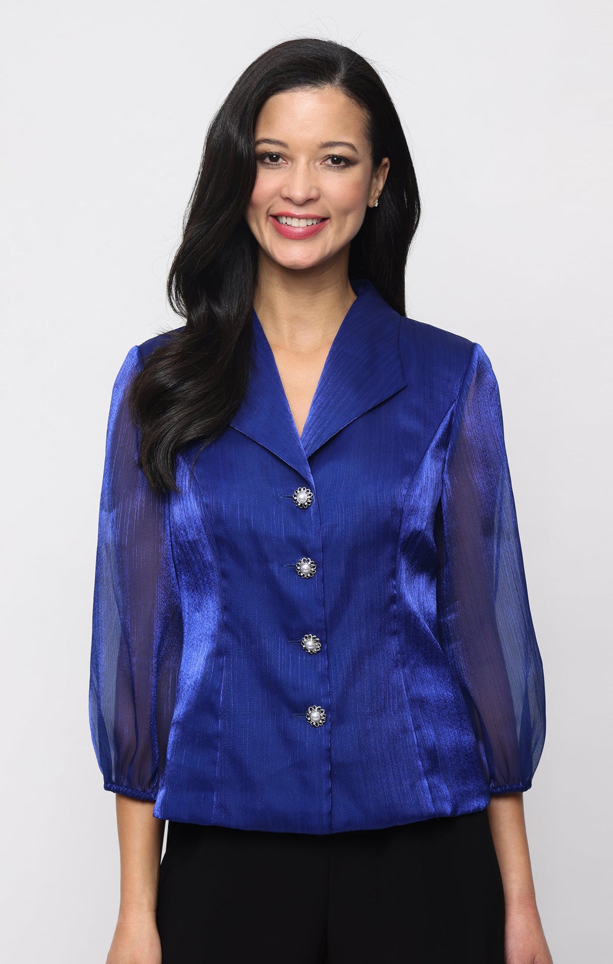 3/4 Sleeve Yoryu Button Front Blouse
