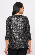 3/4 Sleeve Sequin Mock Twinset With Attached Jacket