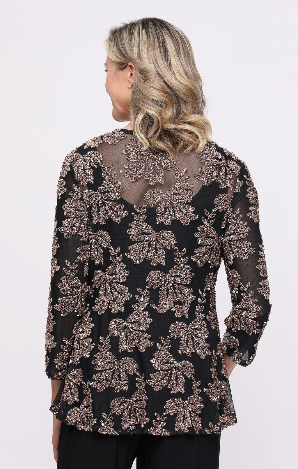 3/4 Sleeve Mesh Sequin Twinset