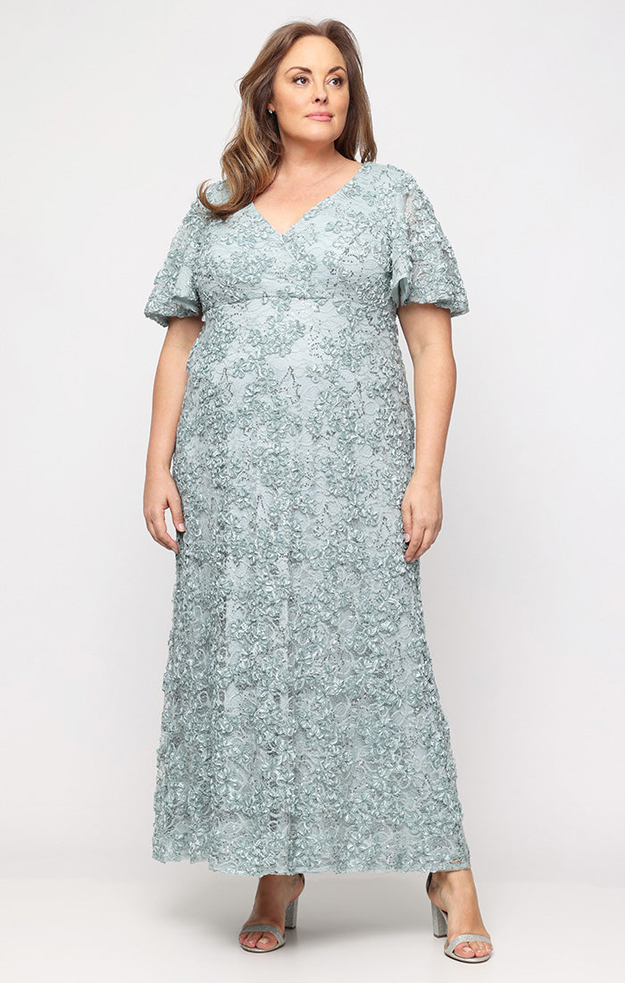 Plus Soutache Surplice-Neckline Gown