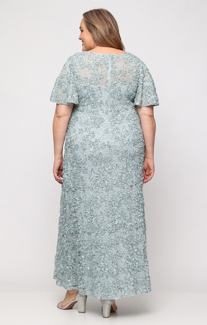 Plus Soutache Surplice-Neckline Gown