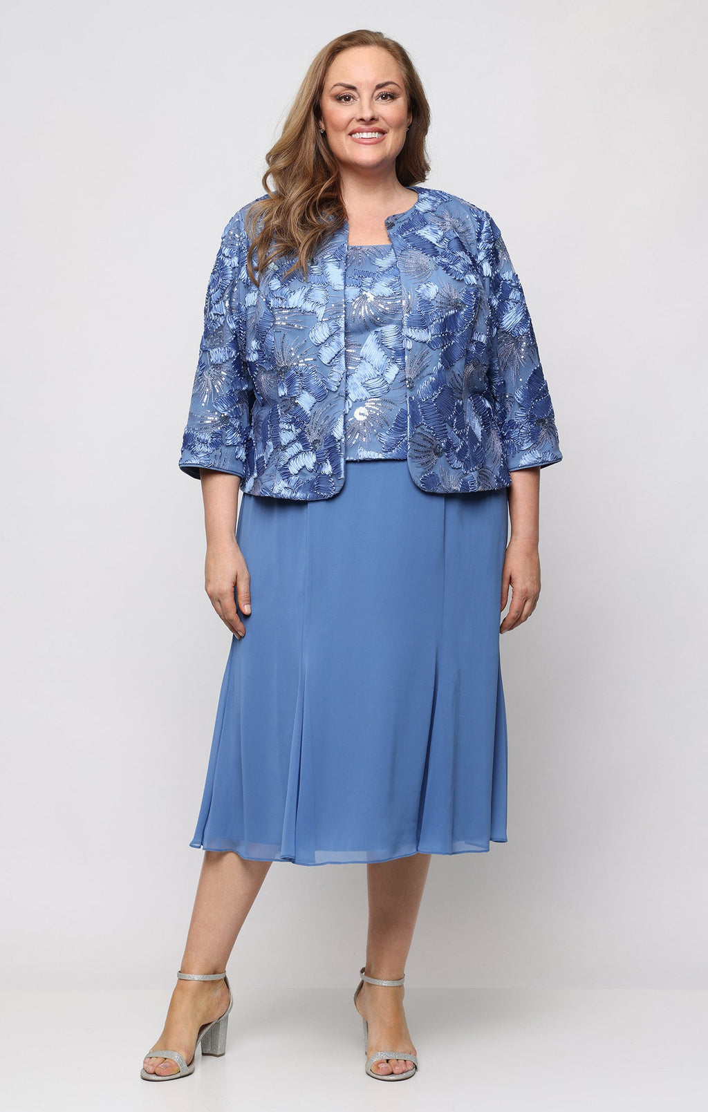 Plus Soutache Scoop-Neck Jacket Dress
