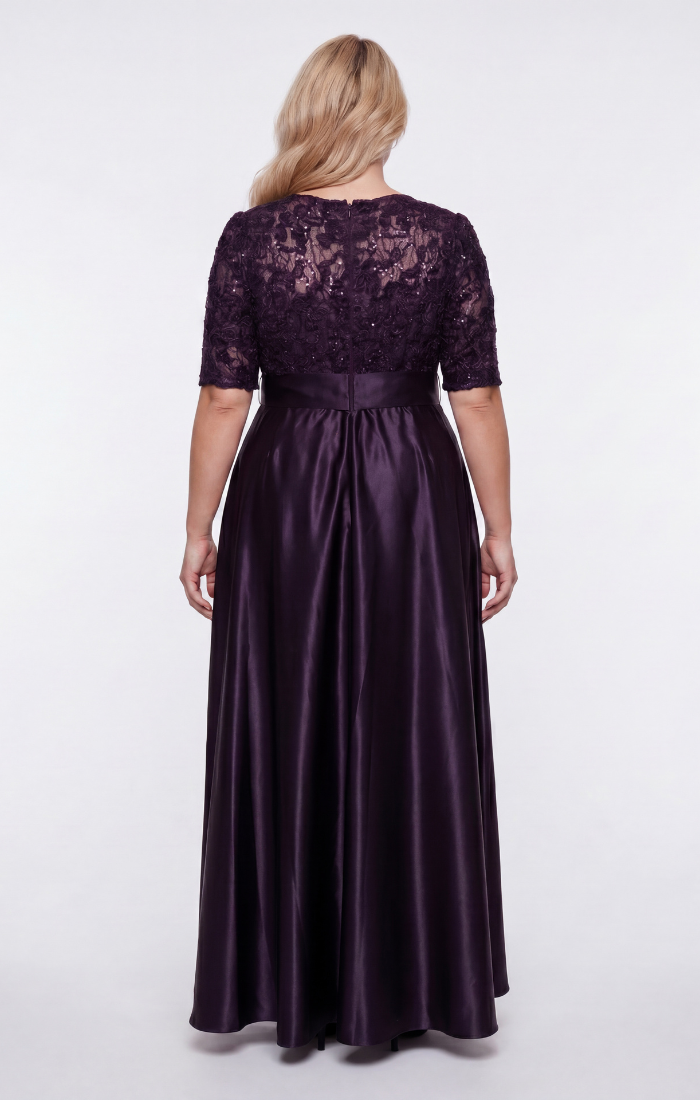 Plus Catherine Soutache V-Neck A-Line Gown