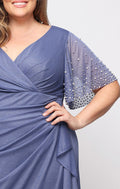 Plus Gracie Glitter Mesh Surplice-Neckline Gown