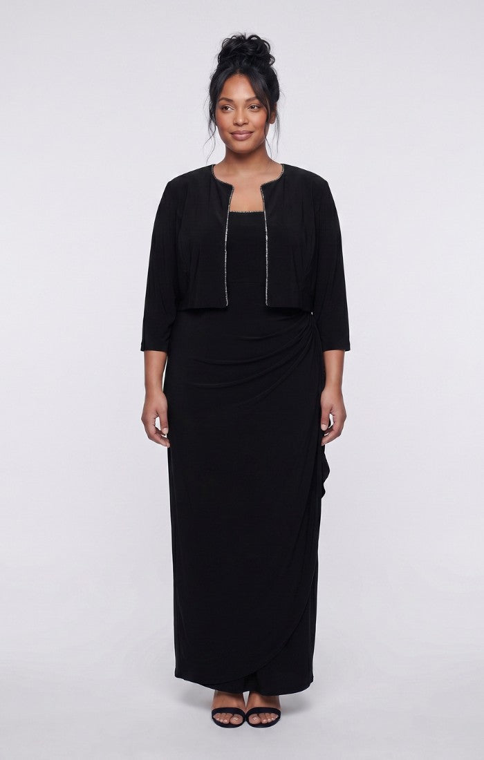 Plus Matte Jersey Scoop-Neck Jacket Dress