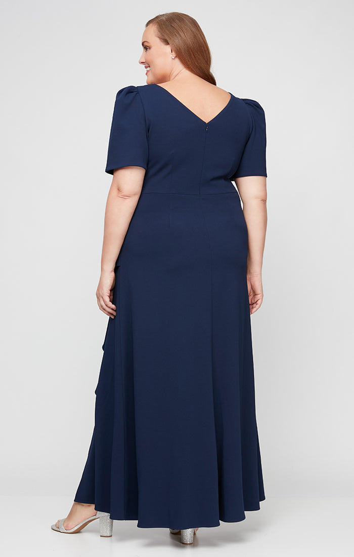 Plus Ashley Stretch Crepe Crew-Neck Sheath Dress