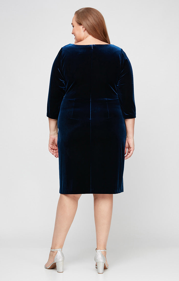 Plus Claudia Velvet Surplice-Neckline Sheath Dress