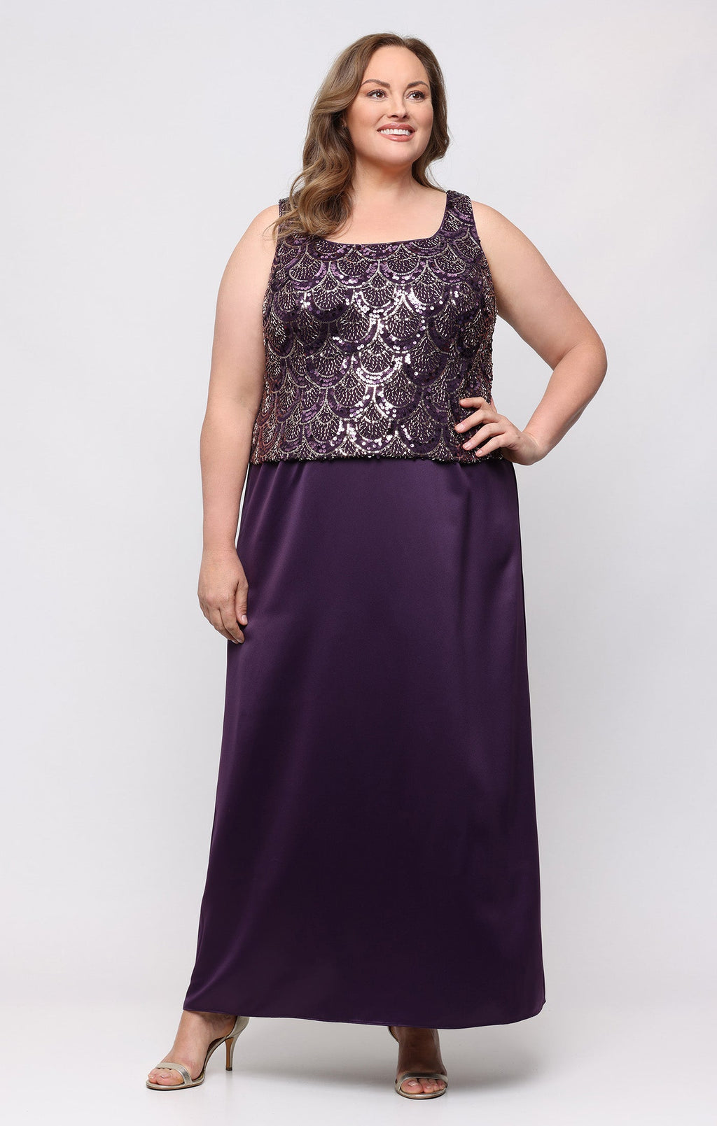 Plus Long Stretch Sequin Jacket Dress